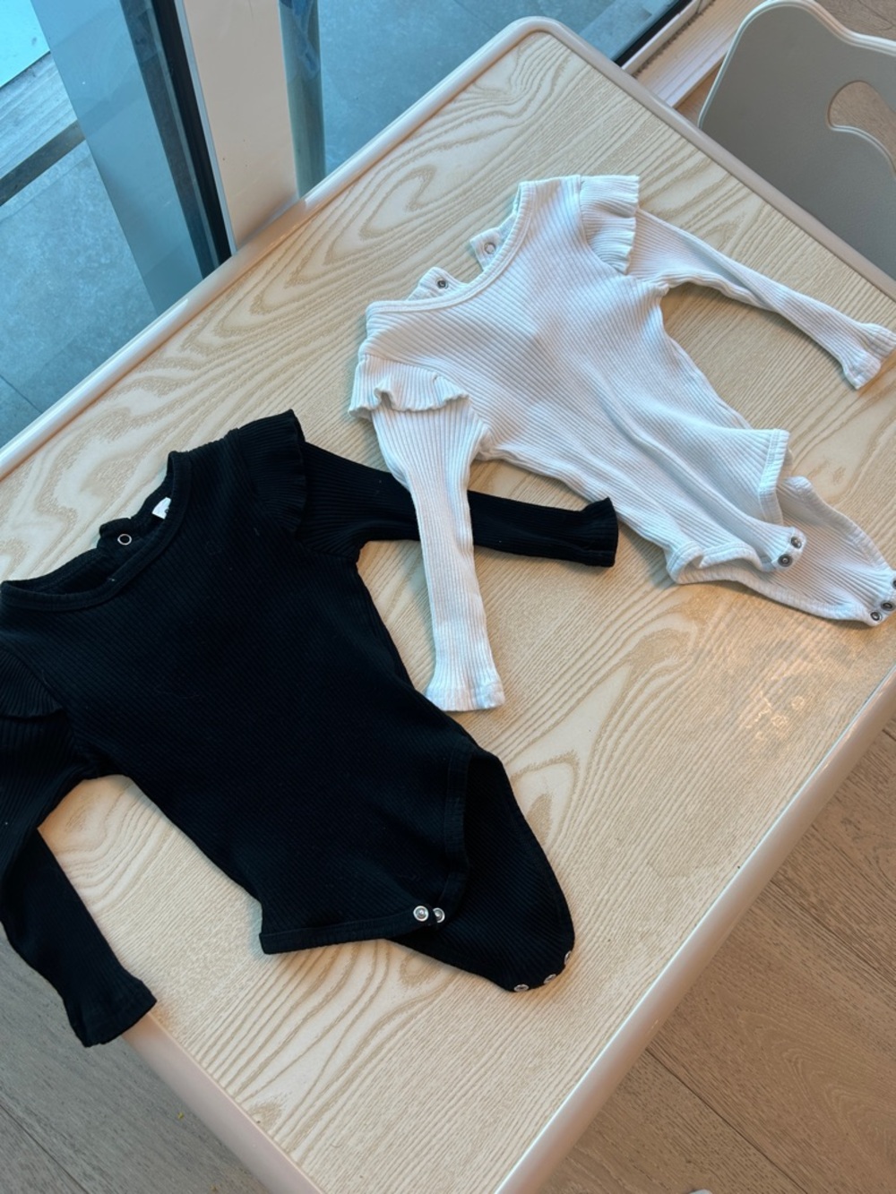 Amazon Kids One-Piece Ribbed Long-Sleeve Bodysuit in Black and White